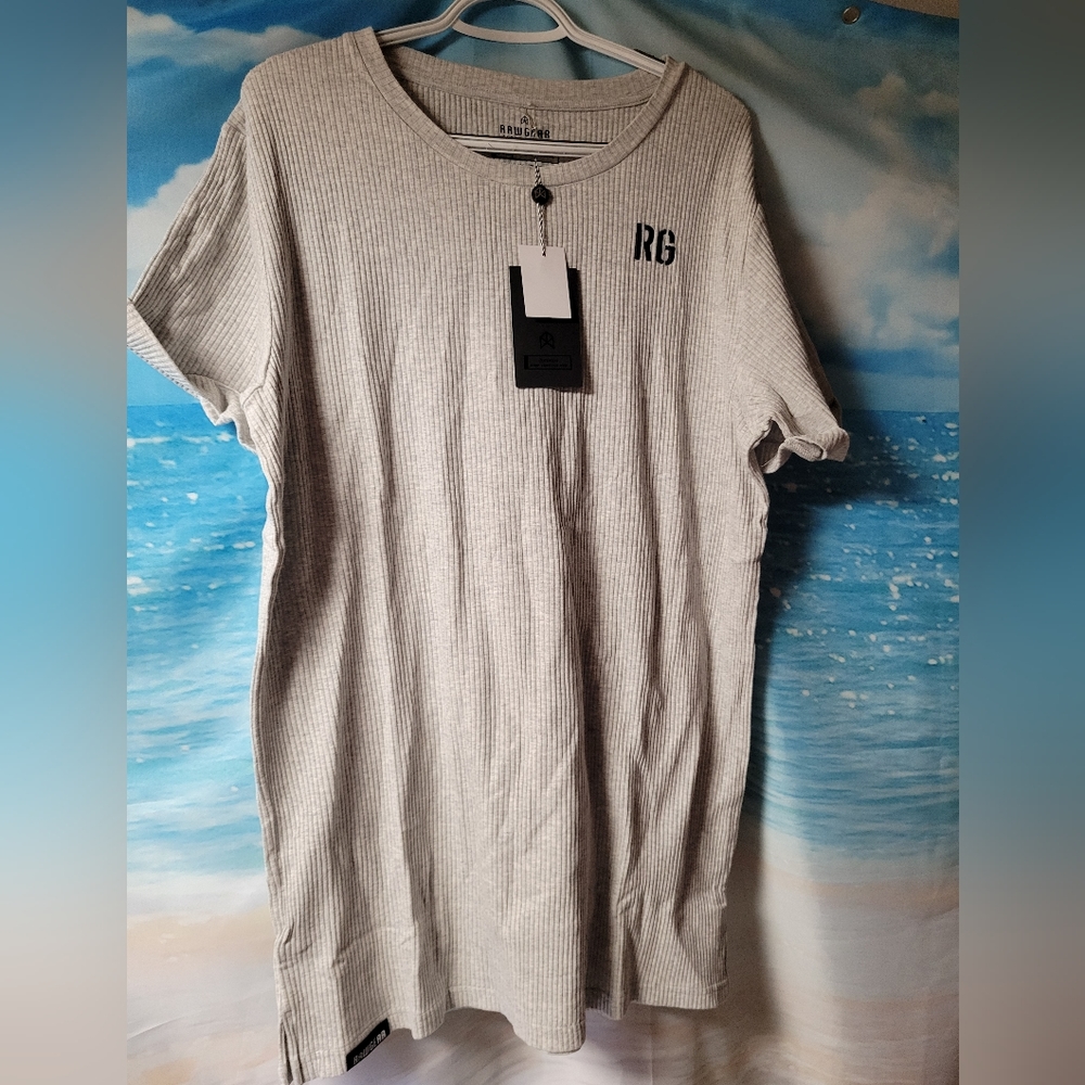 “Rawgear" NWT~Mens~Grey Short Sleeve~Ribbed Pullover~Size‎ XL